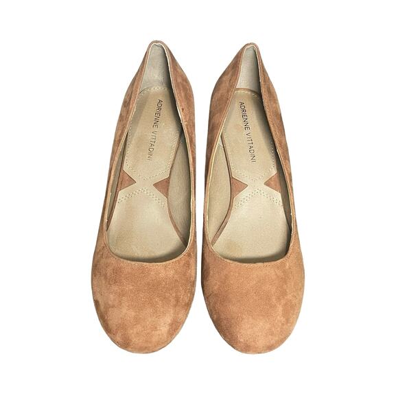 Adrienne Vittadini Women's Tan Suede Leather Chunky‎ Block Heels Size 7.5 Retro - Picture 2 of 11